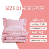 ROYALAY Pink Bedding Kids Comforter Sets for Girls Ruffle Bedding Set Full/Queen Size with 2 Pillow Shams, Blush Pinch Pleat Comforter for All Season (Pink, Full-81"x86") ROYALAY