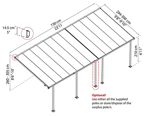 Palram HG9324 Feria Patio Cover, 10' x 24', White - WoodArtSupply