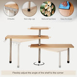 HYNAWIN 3-Tier Bamboo & Metal Corner Shelf – Stylish Space-Saving Organiser for Home and Office HYNAWIN