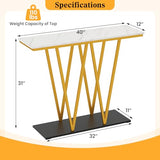 Giantex Gold Console Table, 40” Entryway Table with Faux Marble Top & Sturdy Metal Base, Modern Accent Sofa Table for Entrance, Living Room, Hallway, Foyer Decoration, White Giantex