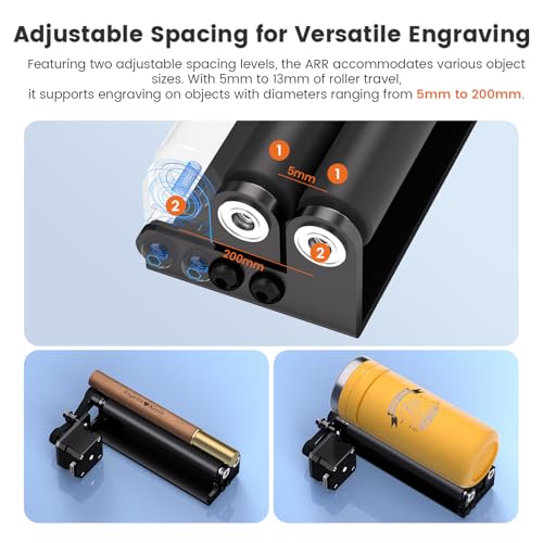 AlgoLaser Mini Rotary Roller for Laser Engraver – 360° Adjustable Y-Axis Rotary Attachment for Tumblers, Bottles & Cylindrical Engraving (Accessory Only, No Laser) AlgoLaser