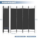 DUMOS 4 Panel Partition Room Divider, 6 Ft Tall Folding Privacy Screen, Freestanding Partition with Steel Frame, Easy Move & Storage, for Home, Office, Bedroom, Black DUMOS