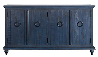 Martin Svensson Home Garden District Rustic Blue Solid Wood 65" TV Stand - WoodArtSupply