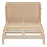 P PURLOVE Full Murphy Bed with Large Drawers, Wood Cabinet Bed with USB Port, No Box Spring Needed, Easy Assembly (Gold) P PURLOVE