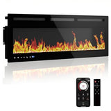 50" Smart Electric Fireplace Wall Mount, 1500w Heater with Remote Control & Timer, 12 Color LED Flame Effect, Touch Screen, for Living Room Bedroom Indoor Use PeacefulHues