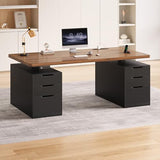 SEDETA Electric Standing Desk with 6 Drawers, 55" Adjustable Stand up Desk with Storage, Computer Desks with Power Outlets for Home Office, Black SEDETA