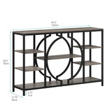 GiftGo 47" Industrial Console Tables for Entryway Rustic Sofa Table Behind Couch 4 Tier Wooden Shelves Entry Table with Storage for Foyer, Hallway, Front Door,Living Room (Retro Grey, 47") GiftGo