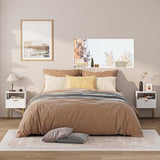 AEPOALUA Night Stand,Modern Bedside Table with Drawer and Shelf,White Night Stand with Gold Frame,Small Side Table for Bedroom,Living Room AEPOALUA