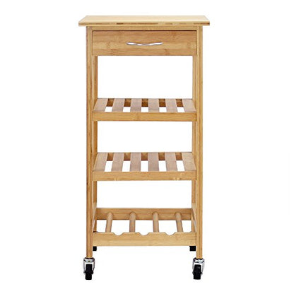 Oceanstar Design Group Bamboo Kitchen Trolley, Natural - WoodArtSupply