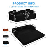 Mjkone 78.7"W Convertible Folding Mattress Couch with Armrest, Corduroy Floor Sofa Bed with Metal Fixed-Shape Frame, 5-in-1 DIY Futon Lazy Sofa Cama Lounge Couch for Living Room Bedroom Studio, Black Mjkone