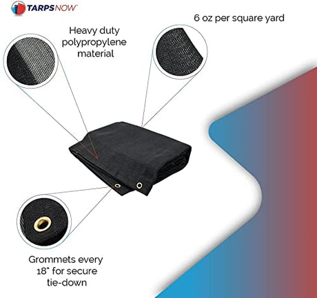 Tarps Now Heavy Duty Mesh Tarps, (20' X 40') with Grommets - 75% Sunblock Shade Cloth Tarp for Patio Screen, Wind Block, Privacy Screen, Canopies, Dump Trucks, Pool Cover - Black TarpsNow