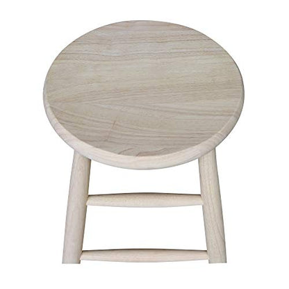 International Concepts 24-Inch Scooped Seat Stool, Unfinished - WoodArtSupply