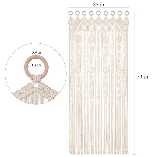 Osunnus Boho Macrame Window Curtain Room Divider Doorway Curtain 79 x 35 Inches Large Long Macrame Wall Hanging for Living Room Bedroom Bohemian Home Decor Wedding Backdrop, Gypsophila - 1 Panel L Osunnus