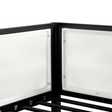 Furniture of America Dravenor Modern Metal Twin Over Twin Low Profile Bunk Bed with Reversible Ladder and White Magnetic Mesh Panel, No Box Spring Required, for Kids, Bedroom, Dorm, Black Furniture of America