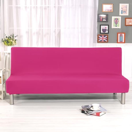 Cornasee Stretch Futon Cover Slipcover Full Size,Fully Folding Armless Sofa Bed & Couch Protector,Machine Washable (Pink) Cornasee