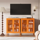 Chshin Metal Locker Storage Cabinet with 2 Mesh Doors and Adjustable Shelves,Orange Metal Locker Cabinets,Coffee Bar Cabinet,Kitchen Pantry Storage Cabinets for Home,Sideboard,Office(40" H) Chshin