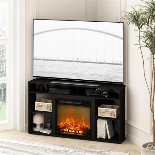 Pemberly Row Corner TV Stand with Fireplace for TV up to 55 Inches Americano Pemberly Row