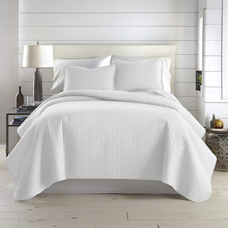 Southshore Fine Living, Inc. White Queen Quilt Bedding Set, Dual Fit Luxury Bedding Quilts, Queen Size Bedspread Coverlet, Full Size Quilted Comforter Bed Spread w/Pillow Shams, White Quilts Southshore Fine Living, Inc.