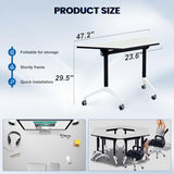 Folding Conference Room Tables,Modular Conference Table for Meeting Rooms,Mobile Portable Training Table with Locked Wheels,Flip Top Rolling Meeting Rooms Table Stackable Seminar Tables for Office Relgix