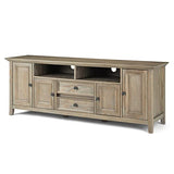 SIMPLIHOME Amherst SOLID WOOD 72 Inch Wide Transitional TV Media Stand in Distressed Grey for TVs up to 80 Inch, For the Living Room and SIMPLIHOME