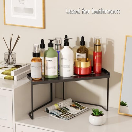 SHBaizoy Stackable Metal Kitchen Corner Cabinet Organizer,Kitchen Corner Shelf with Non-Slip Mat,Bathroom Corner Organizer,Storage Shelf rv Must Haves for Cabinet/Bathroom/Countertops/Utensils SHBaizoy