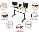 Stand Steady Tranzendesk | 55 Inch Standing Desk with Detachable Wheels | Crank Height Adjustable Sit to Stand Workstation | Modern Ergonomic Desk Supports 3 Monitors (Maple) Stand Steady