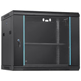 VEVOR 9U Wall Mount Network Server Cabinet, 15.5'' Deep, Server Rack Cabinet Enclosure, 200 lbs Max. Ground-Mounted Load Capacity, with Locking Glass Door Side Panels, for IT Equipment, A/V Devices VEVOR
