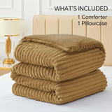 BEDELITE Fleece Twin Comforter Set -Super Soft & Warm Fluffy Brown Bedding, Luxury Fuzzy Heavy Bed Set for Winter with 1 Pillow case