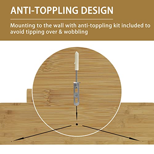 MUPATER Kitchen Pantry Cabinet Hutch Storage with Microwave Stand, 72'' Bamboo Freestanding Pantry Buffet Cabinet with Doors and Shelves for Home MUPATER