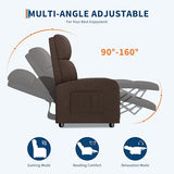 GarveeHome Linen Fabric Manual Recliner Chair, with Side Pocket, High Backrest, Thick Cushion, Adjustable Push Back Recliner, Lazy Lounge Chair for Living Room, Home Theater, Bedroom, Brown