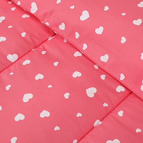 Utopia Bedding Heart Pink Kids Comforter Set with 2 Pillow Shams, 3 Piece Soft Microfiber Twin Bed Comforter with Pillow Shams, Printed Kids Bedding for Boys and Girls, Breathable,Easy Care Utopia Bedding