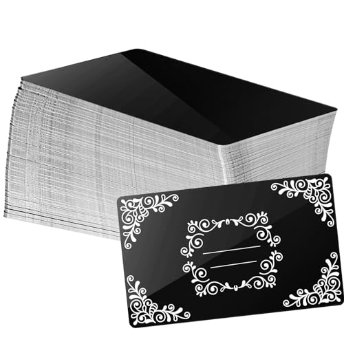 weparmeety 100 Pcs Metal Engraving Blanks Aluminum Sheet Laser Engraving Business Card Multipurpose DIY Gift Cards 86 x 54 x 0.21 mm (Black) weparmeety