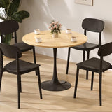 NestLude 24" Black Round Dining Table for 2-4 People, Modern Kitchen Table Mid Century Coffee Table for Small Places Dining Room Living Room Cafe (Wood) NestLude