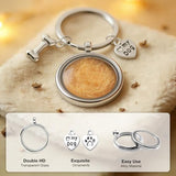 Dog Hair Keepsake Keychain – Dog Fur Locket, Stainless Steel Pet Fur Memorial Keychain with Heart & Bone Charms, Sympathy Gift for Dog Lovers