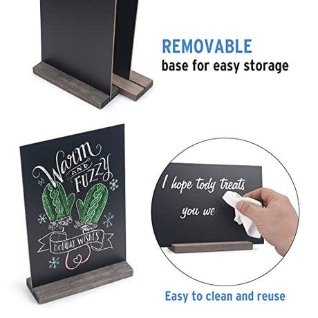 MOTYAWN Mini Chalkboard Signs with Stand - 6 PCS Vintage Wooden Tabletop Chalkboard Sign - 6 x 9 Inch Small Message Chalk Board Food Menu Sign, Wedding Decorative Chalkboard Table Signs MOTYAWN