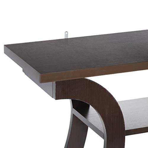SUPER DEAL Narrow Console Table, 3 Tier Entryway Table, Wood Sofa Table Decorative Hallway Table with Shelves, Curved Frame for Living Room Front Door Entrance, 47 in Espresso SUPER DEAL