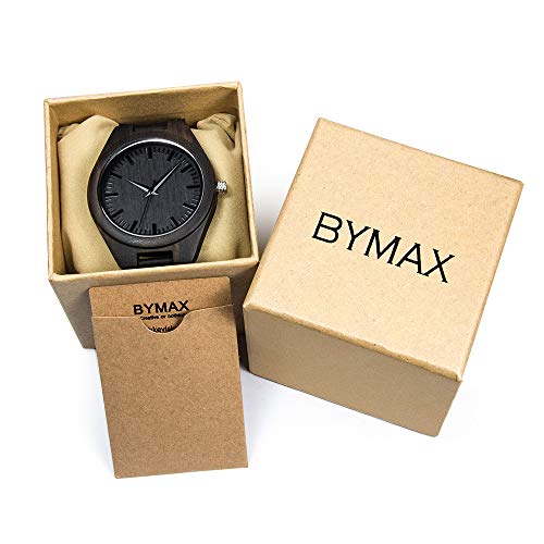 BYMAX Mens Engraved Wooden Watch, Wood Watches for Husband Son Groomsmen Customized Birthday for Men or Women BYMAX