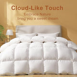 DOWNSTORIA Feather Down Fiber Comforter King Size, Ultra Soft Fabric Duvet Insert, Luxurious Hotel Collection White Bedding Comforters, All Season Medium Warmth 106 x 90 Inch. DOWNSTORIA