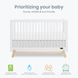 Dream On Me Hygge 5-in-1 Convertible Full-Size Baby Crib in Vintage White Oak, GreenGuard Gold & BSA, Converts to Toddler, Day & Full-Size Bed, Adjustable Mattress Heights, Modern Nursery