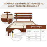 Bme Caden 15-Inch Adjustable Dark Chocolate Bed Frame - Mid Century Modern Design with Solid Acacia Wood Bme