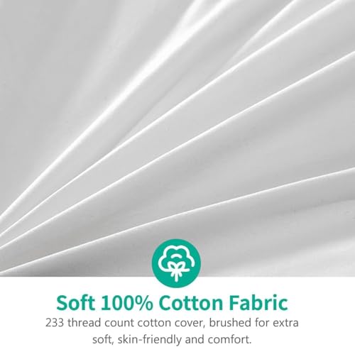 APSMILE Lightweight Feather Down Comforter Queen Size - Ultra Soft 100% Organic Cotton Quilted Duvet Insert, Thin Bedding Comforter for Warm Weather/Hot Sleepers (90x90, Ivory White) APSMILE