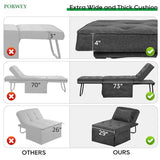 PORWEY Sleeper Chair Sofa Bed, 4-in-1 Convertible Futon Chair Multi-Function Couch Folding Ottoman with Adjustable Backrest for Living Room Apartment Office, No Assembly Required, 29” Width,Dark Gray PORWEY