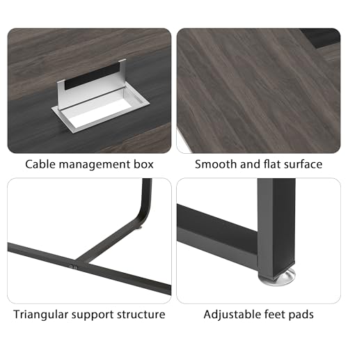 Zethvax 8FT Conference Table,Conference Room Table with Grommet,Stable Structure,Adjustable Foot Pads,Large Seminar Table for Office Meeting 94.4 L x 47.2 W x30.7 H (Gray) Zethvax