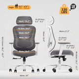 HOLLUDLE Ergonomic Mesh Office Chair - 3D Adjustable Lumbar Support & 3D Armrests, V-Shaped Back, Adjustable Desk Chair for Office & Home, White HOLLUDLE