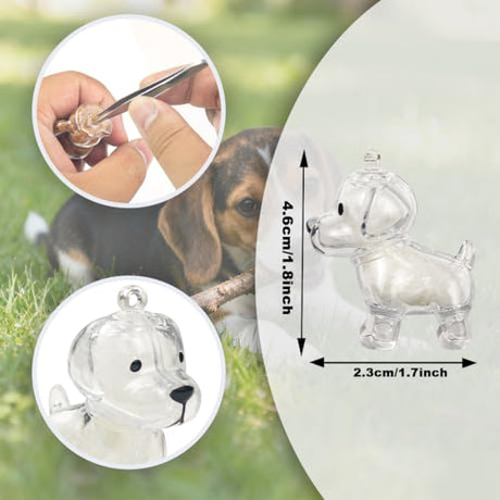 ELANE Dog Hair Keepsake，2 Pack Pet Hair Memorial Keepsake Pet Hair Keychain Keepsake (Clear Dogs) ELANE