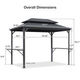 PURPLE LEAF 6.5' X 10' Hardtop Grill Gazebo for Patio Permanent Aluminum Barbeque Shelter Gazebo Canopy with Ceiling Hook and Shelves Double Tiered Grey Outdoor BBQ Gazebo PURPLE LEAF