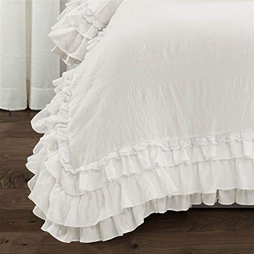 Lush Decor Ella Ruffle Lace Comforter, 2 Piece Set, Twin, Ivory - Cute Comforter - Twin Bedding Set - White Bedding - Coquette Decor - White Lace Trim - Ruffle Trim Lush Decor