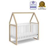 Storkcraft Orchard 5-in-1 Convertible Crib (White with Driftwood) – GREENGUARD Gold Certified, Canopy Style Baby Crib, Converts from Crib to Toddler Bed, Daybed and Full-Size Bed Storkcraft