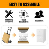 2 Drawer File Cabinet with Lock, Two Drawer Vertical Filing Cabinets, 18" Deep Steel Filing Cabinet for Home Office, Light Duty Metal White Filing Cabinet for Letter-Size Files - Assemly Required MetalMax