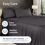 100% Rayon Derived From Bamboo - Bamboo Sheets Twin Size - Cooling Sheets for Twin - Soft, Breathable & Hotel Luxury Bedding - 1 Flat & 1 Fitted & 1 Pillowcase with 16 Inch Deep Pockets - Dark Grey CGK Unlimited